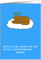 Loss of Pet Dog Cartoon Dog with Halo on Cloud to Personalize card