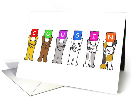 National Cousins Day July 24th Cute Cartoon Cats Holding Letters card