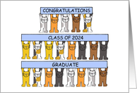 Class of 2024 Graduate Congratulations Cute Cartoon Cats card