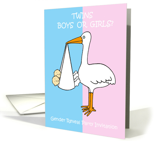 Gender Reveal Party Invitation for twins. card (1518578)