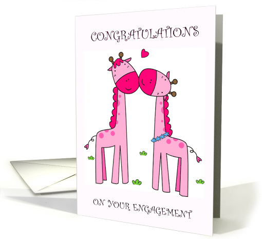 Congratulations to Engaged Couple Cute Cartoon Giraffes card (1518602)