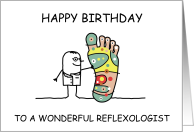 Happy Birthday to Wonderful Reflexologist Cartoon Illustration card
