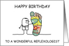 Happy Birthday to Wonderful Reflexologist Cartoon Illustration card