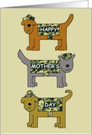 Happy Mother’s Day to Military Mom Cute Cartoon Dogs in Outfits card