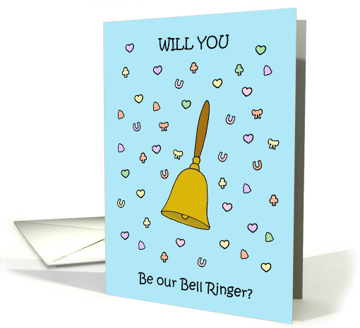 Will You be Our Bell Ringer, Colorful Cartoon Confetti and Bell. card