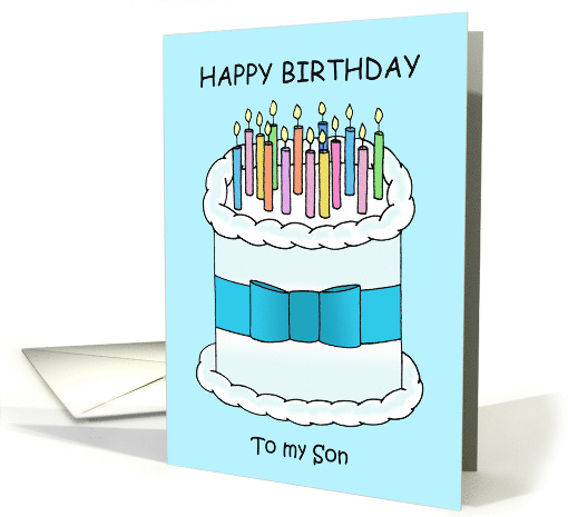 Happy Birthday Son from Incarcerated Dad Cartoon Cake and Candles card