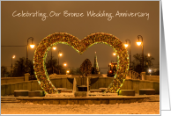 Celebrating Our 8th Wedding Anniversary Romantic Bronze Heart card