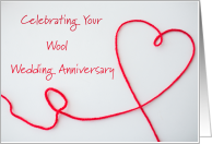 7th Wedding Anniversary Congratulations Red Wool Heart card
