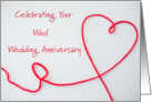 7th Wedding Anniversary Congratulations Red Wool Heart card
