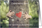 5th Wood Wedding Anniversary Congratulations Heart on Tree Trunk card