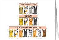 35th Wedding Anniversary Congratulations Coral Cartoon Cats card