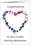 15th Wedding Anniversary Congratulations Crystal Shaped Heart card