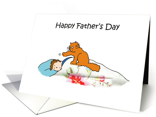 Happy Father's Day from the Cat Cute Cartoon Ginger Kitten card