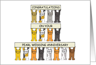 Pearl Wedding Anniversary 30 Years Cute Cartoon Cats card