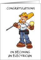 Congratulations Electrician Graduate Cute Cartoon Man card