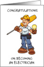 Congratulations Electrician Graduate Cute Cartoon Man card