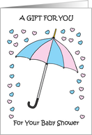 Gender Reveal Baby Shower Congratulations Umbrella and Confetti card