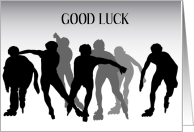 Roller Derby Competition, Good Luck, Silhouettes of Racers. card