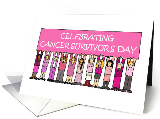 National Cancer Survivors Day June Cartoon Ladies in Pink card