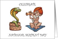 National Serpent Day February 1st Snake Charmer Cartoon card