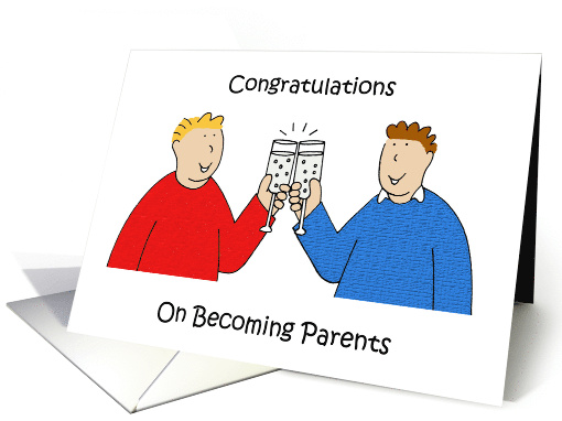 Congratulations to New Parents Gay Male Couple Celebrating card