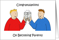 Congratulations to New Parents Gay Male Couple Celebrating card