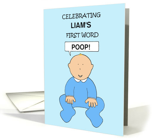Baby's First Word to Customize with Any Name and Word Baby Boy card