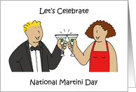 National Martini Day June 19th Cartoon Couple with Cocktails card