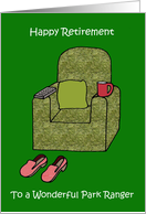 Happy Retirement to Park Ranger Cartoon Armchair card