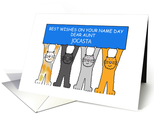 Best Wishes On Name Day Aunt to Personalize Any Name Cute Cats card