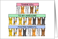 Thanks to Foster Parents Cute Cartoon Cats Holding Banners Up card