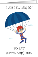 Sky Diver Happy Birthday Humor Lady Parachutist Cartoon card