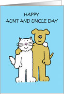 Uncle and Aunt Day July 26th Cute Cartoon Cat and Dog card