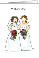 Thank you For the Gift Lesbian Bridal Couple Cartoon card