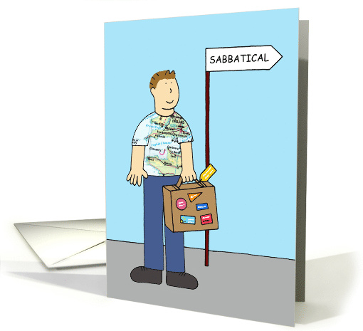 All the Best for Your Sabbatical Cartoon Man card (1535646)