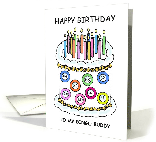 Happy BIrthday Bingo Buddy Cartoon Cake and Candles card (1536018)
