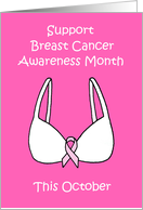Breast Cancer Awareness Month October Cartoon Bra card