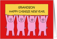 Grandson Happy Chinese New Year, Cartoon Piglets. card
