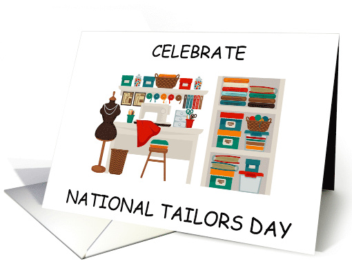 National Tailors Day June 4th Cartoon Tailoring and Sewing Room card