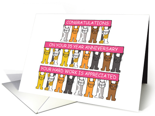 35 Year Work Anniversary Congratulations Cartoon Cats card (1542354)
