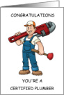 Congratulations You’re a Certified Plumber Cartoon Man with Tools card