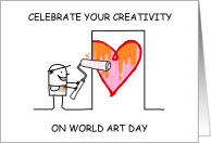 World Art Day April 15th Cartoon Artist card