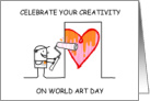 World Art Day April 15th Cartoon Artist card