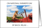 National Farmer’s Day October 12th Dog Driving a Tractor Humor card