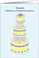 Belated Wedding Congratulations Stylish Cake Illustrated Pastel Colors card