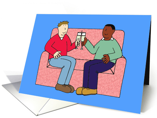 Happy Birthday to Gay Boyfriend Interracial Cartoon Couple card