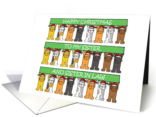 Happy Christmas Sister and Sister in Law Cartoon Cats In... (1549108)