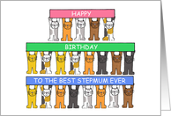 Happy Birthday to Best Stepmum Ever, Cartoon Cats. card