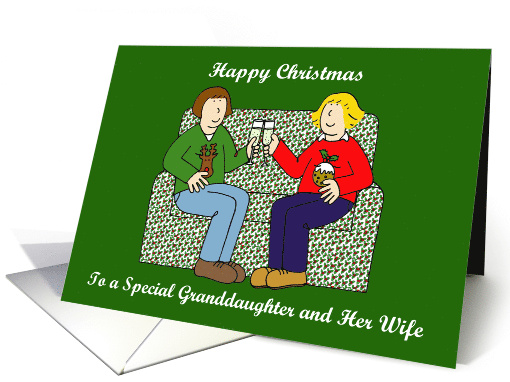Happy Christmas to Granddaughter and Her Wife Festive Cartoon card
