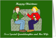 Happy Christmas to Granddaughter and Her Wife Festive Cartoon card